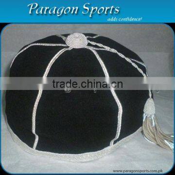 Hand Embroidered Honours Cap with Silver Braid & Tassel Back view