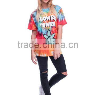 Hot Sale Digital Print Flower Power Custom Women Tshirt Wholesale photo-4