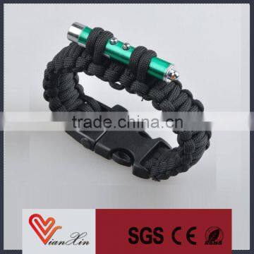 hot sale colorful paracord wristband with flash light