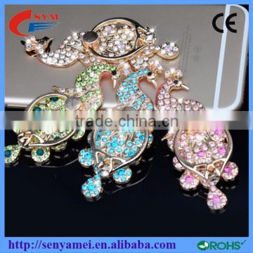 Ring Holder Smart Ring Stand Metal Rhinestone Peacock