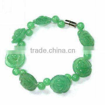 Fashion green aventurine rose flower bracelet jewelry beads