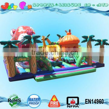 rainforest outdoor giant inflatable playgrounds, tropical island castle playland for kids