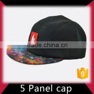 Fancy 5 Panels Custom Logo Snapback Cap and Hat With Leather Patch photo-2