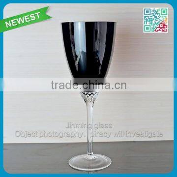 Black Goblet Glass Cups Long Stem Drinking Goblet Glass Big Capacity Stained Goblet Cups Glasses