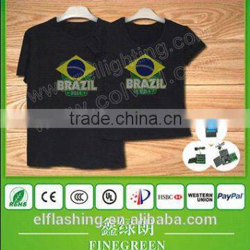 can be custom el t-shirt/ 2014 new design world cup el t-shirt/ can sound active and flashing functions el t-shirt