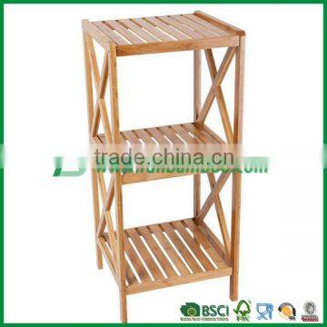 FB6-2054 Bathroom Rack Tower 3 Shelves Bamboo Tower Shelving