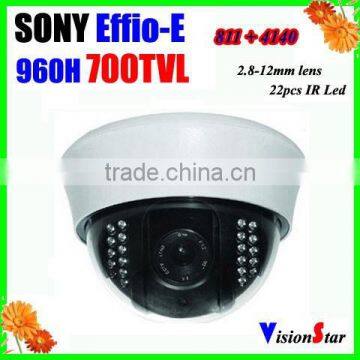 Surveillance Security Camera Manual Zoom 2.8-12mm Lens 22pcs Leds Analog CCD Camera With 700TVL Sony Effio-E Support OSD Menu