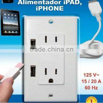 High Quality ETL approval USB Wall Socket 125V For iPhone iPad Charge