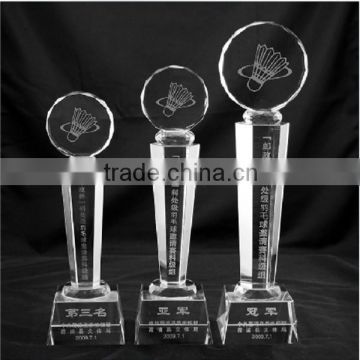 customized Souvenir gift tree shaped crystal trophies for badminton