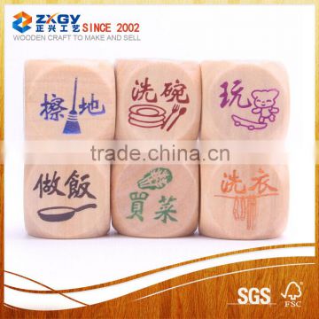 Factory supply printed wooden dice custom dice wholesale