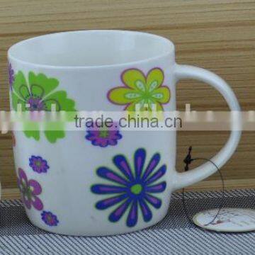 11OZ colorful flower design full decal print tea cups, shiny surface porcelain mug, KL5016-311