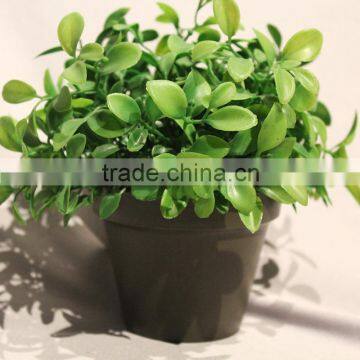 Bulk Fake Potted Artificial Plastic Shrub Leaves in Plastic Planter for Sale