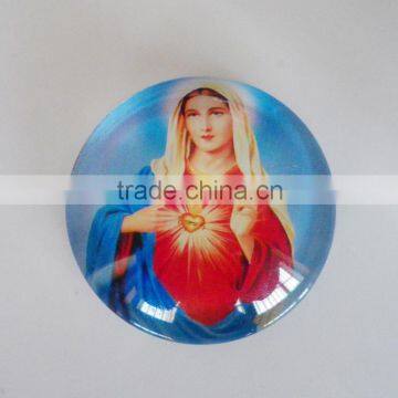 Crystal dome fridge magnet with virgin Mary for religious christian souvenir gift