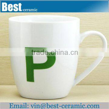 P letter decal 16oz stoneware mug