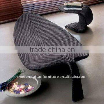 Outdoor rattan leaf sun lounger