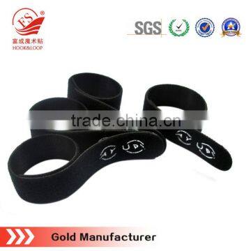 Black hook and loop custom logo nylon hook loop cable tie