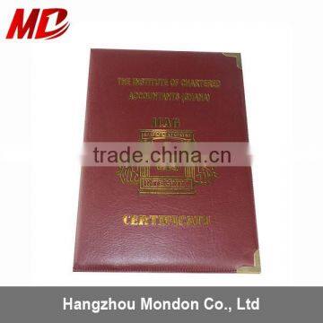 Maroon PU Diploma Cover with Four Golden Corners-Book Style