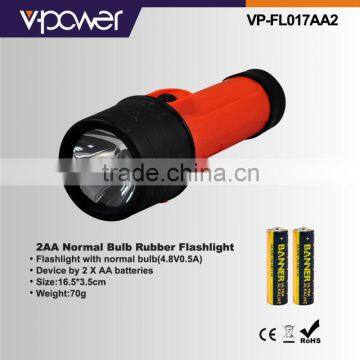 2AA Normal Bulb Rubber Flashlight