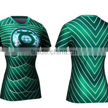 Guangzhou Custom Sublimation 3d Design T-shirts/3d Animal T-shirts/t-shirts Avengers Superman Compression Shirt for Women