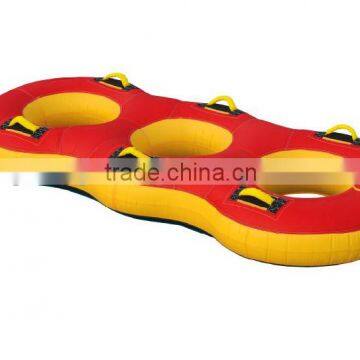 Inflatable towable snow skiing water tube for water park