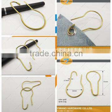 Factory direct sale brass color high quality metal shower/bathroom curtain hooks