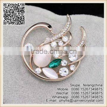 Simple And Elegant Style Cheap Pink Blue Diamond Swan Brooch