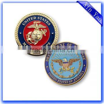 High quality zinc alloy gold plated marine corps USA souvenir coin