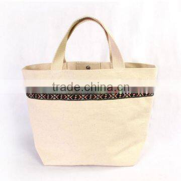 Simple design plain shopping bag canvas fabric material