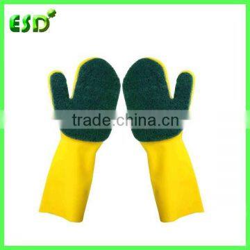 cleaning glove with scouring pad