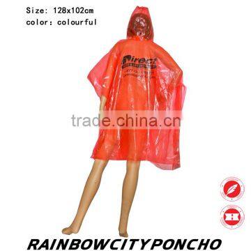 colorful one time rain coat with logo print and customize logo packing and size