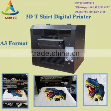 3D t shirt printer,A3 size t shirt logo printing machine prices