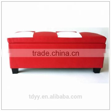 TDST-01-1 QVB JIANDE TONGDA RED AND WHITE COLOR PLASTIC BLACK FOOT WOOD FRAME PU SEAT HOME PU BENCH STORAGE BENCH SOFA