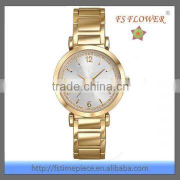 FS FLOWER - All Steel Material Gold Plated Diamond Dial Quartz Movement Lady Fashion Watch