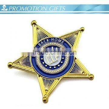 hot sale star pin badge with custom logo