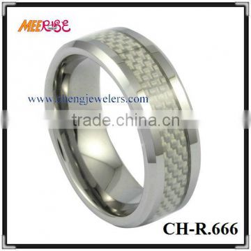 White carbon fiber inlaid tungsten engagement ring prices