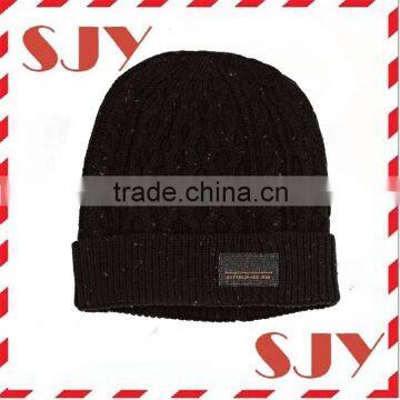 100%Arcylic Cable Pull-On Custom Mens Beanie Hat