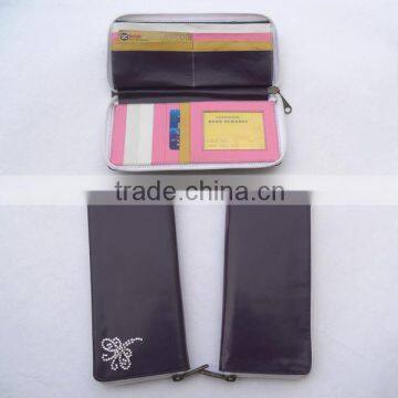 Women's genuine Leather Purses, Card Holder Wallets with Fine Gemstomne