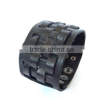 2014 leather bangle bracelet women-black leather cuff Heavy Leather Cuff FT-LWB325