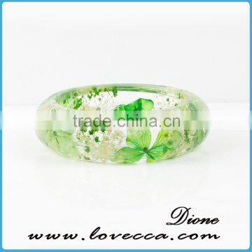 Flowers Clear Resin Bracelet Bangle for Women