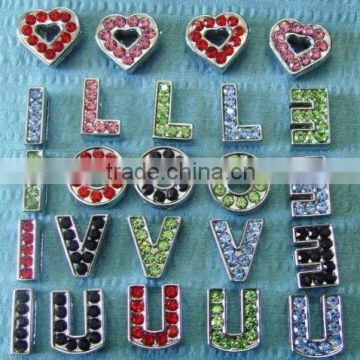 Charm crystal Custom Personalized red/pink/black/blue/green rhinestone slider letters bracelet