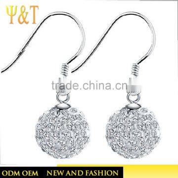Wholesale fashion silver rhinestone shamballa earrings zircon hoop earrings