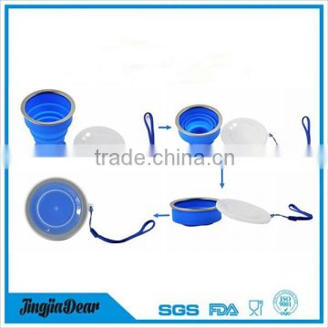 portable silicone retractable folding coffee cup with lid