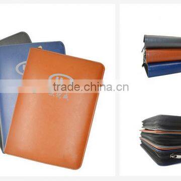 Black pu Leather Zip A4 File Organizer Folder Case With Calculator photo-5