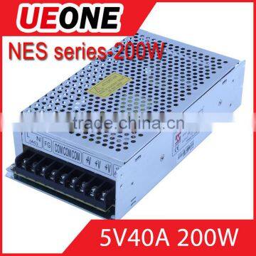 Hot sale 200w 5v 40a switching power supply CE factory price NES-200-5