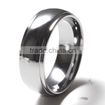 Shiny polished simple design plain domed tungsten carbide ring