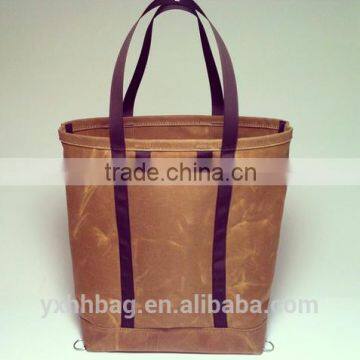 Hot Sell Vintage Waxed Canvas Tote Bag real leather handbag with Backpack Straps(YX-Z114)