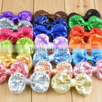 Wholesale Girls Handmade Sequin Hairbows Boutique