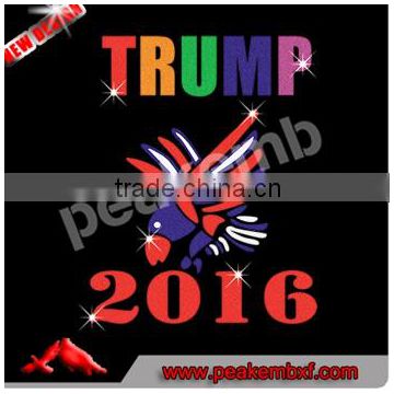 2016 I Love Donald Trump Rhinestone transfer Trump glitter Heat Transfer for Garments