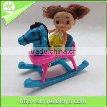 Cute mini doll set with wooden horse for children