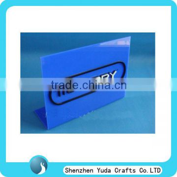 supply L shape square acrylic resin block blue acrylic name plate engraved block